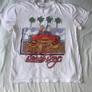 White Graphic Tee with Beach Boys Design